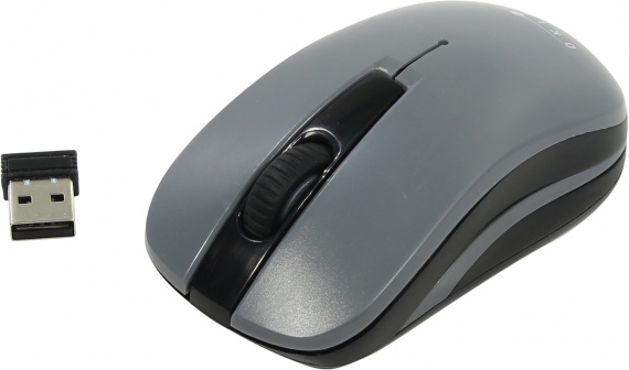 Мышь беспроводная Оклик 445MW USB, 1200 dpi, до 10 м, д/ноутбука, черный/серый